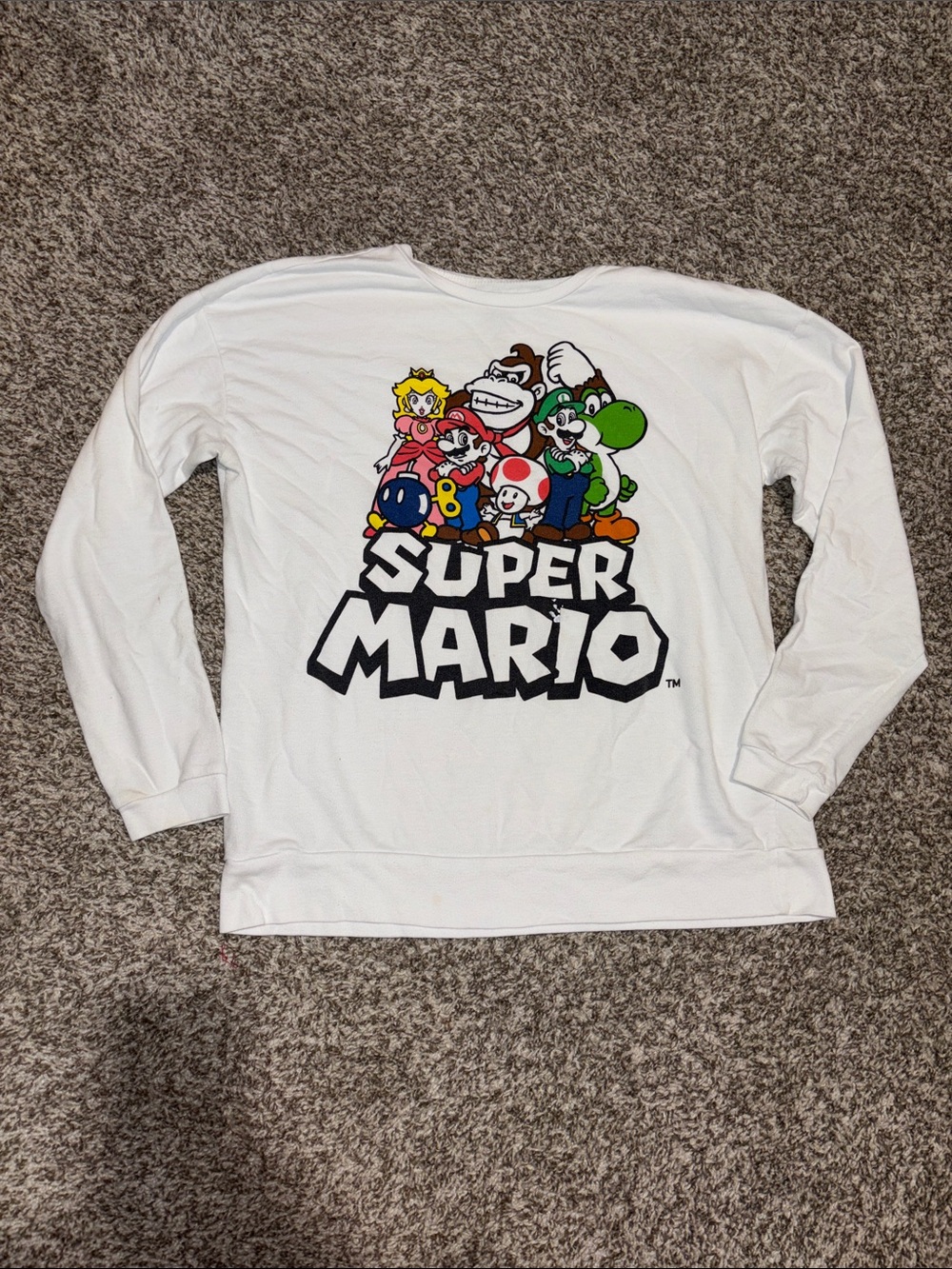 Nintendo Super Mario White Graphic Tee with Colorful Characters